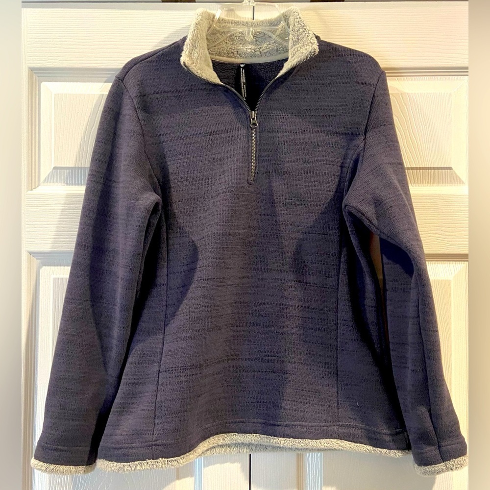 Kuhl (Womens Size L) 1/4 Zip Alfpaca Fleece Pullover Sherpa Sweater Gray Jacket